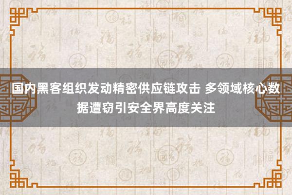 国内黑客组织发动精密供应链攻击 多领域核心数据遭窃引安全界高度关注