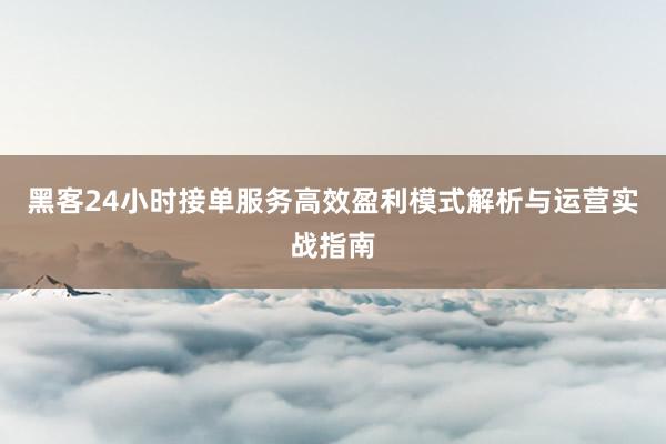 黑客24小时接单服务高效盈利模式解析与运营实战指南